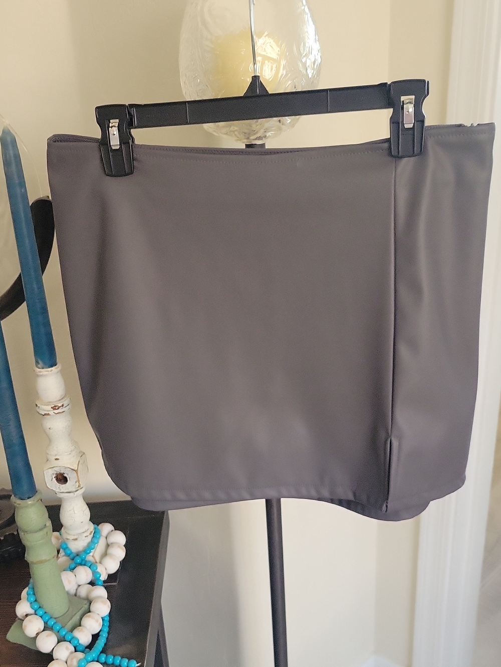 refuge Smooth Faux Leather Mini Skirt in Light Gray